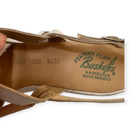 Vintage 1950s Buskens Leather Strappy Sandals White Buckle Gladiator Style 8.5N - Picture 7 of 10